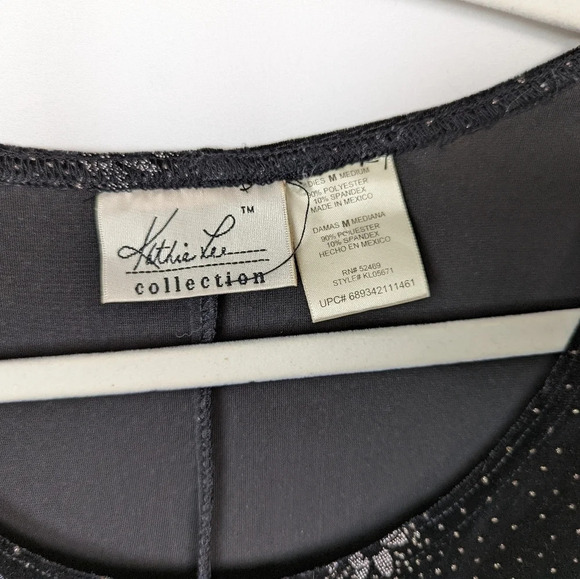 Vintage 90s Kathie Lee Collection Sz. M Velvet Dress Glitted Floral Embellished - Picture 7 of 8